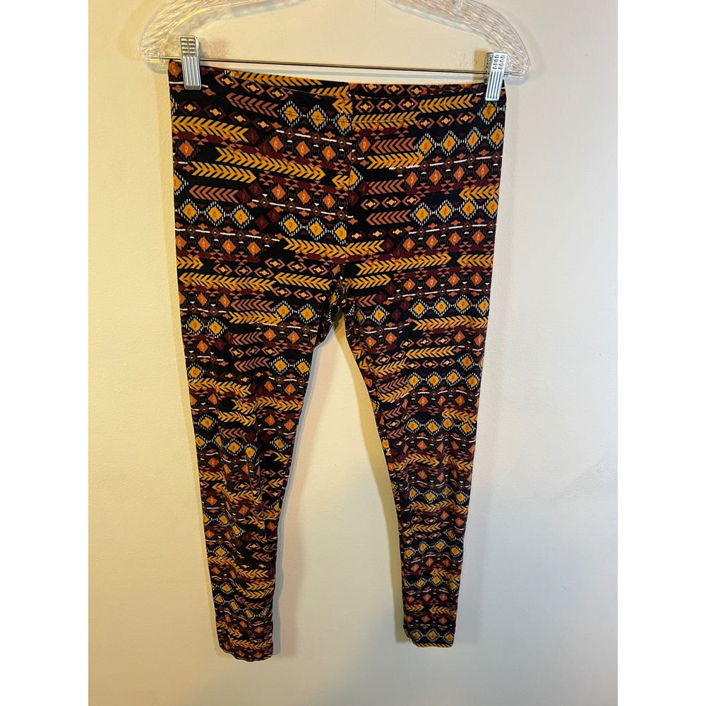No Boundaries Womens‎ Leggings Geometric Tribal Print Black Orange Size S 3-5
